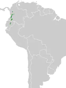 Distribución geográfica del saltarín amarillo.