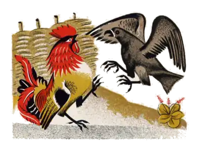 Ilustración del cuento El gallo fanfarrón (1927)