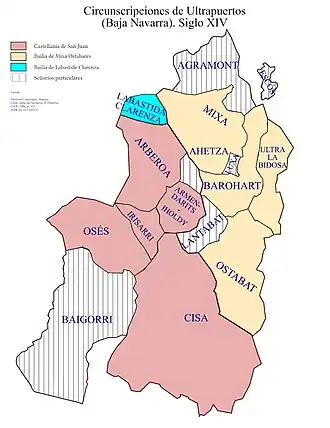 Circunscripciones de Tierras de Ultrapuertos (Baja Navarra) - Siglo XIV