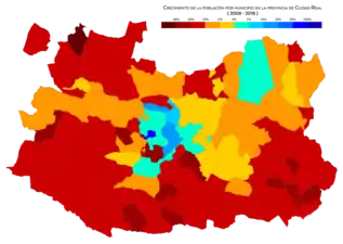 Crecimiento de la población por municipio entre 2008 y 2018