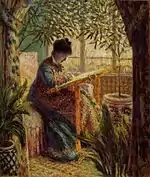 Camille trabajando (1875)por Claude Monet