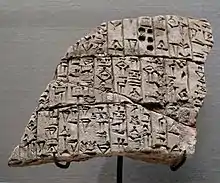 Tablilla de arcilla de Urukagina, aprox. 2350 A.C., en el Louvre