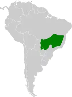 Distribución geográfica del ticotico cabecirrufo oriental.