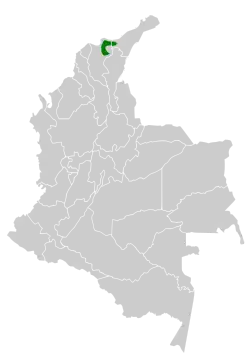 Distribución geográfica del ticotico de Santa Marta.