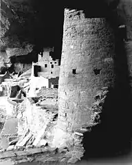 Torre redonda, Cliff Palace en 1941.Fotografía de Ansel Adams.
