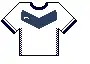 Camiseta local de la temporada 2022, con los colores blanco y azul con la V azul en el pecho y detalles en la parte superior de la espalda y en las mangas en los colores rojo, blanco y verde.