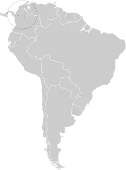Distribución geográfica del batará piquicurvo.