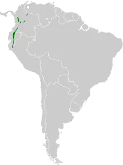 Distribución geográfica de la tangara dorsiverde.