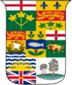 Escudo de armas de Canadá como se ve en la insignia roja de 1896