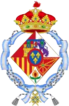 Escudo de la Infanta Pilar, no oficial al perder sus derechos como heredera.