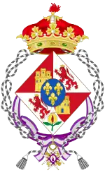 Escudo de armas de una infanta viuda  (con cordelière denotándola como una viuda).