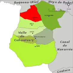 Localización de Cofrentes respecto del Valle de Cofrentes