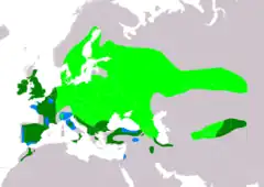 Distribución de Columba oenas