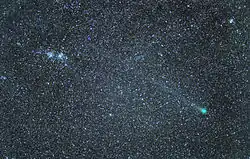 Cometa C2014_Q2 Lovejoy y el grupo de Perseo, doble imagen desde La Cañada, tomada el 27 de febrero de 2015