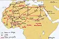 Rutas caravaneras en el norte de África en la Edad Media.