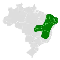 Distribución geográfica de la tangara gorjirroja.