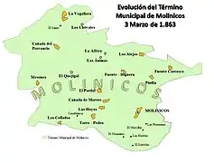 Vegallera y Cañada del Provencio se unen a Molinicos, y se completa así el mapa municipal (marzo de 1863)