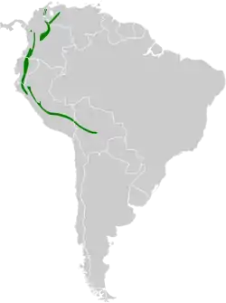 Distribución geográfica del conirrostro dorsiazul.