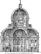 Sección transversal  (de la obra de Palustre, L'Architecture de la Renaissance, 1892)