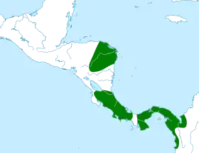 Distribución geográfica del saltarín gorgiblanco.
