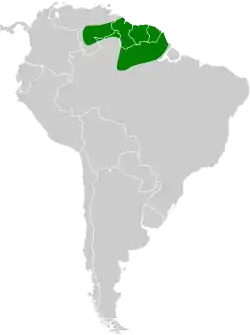 Distribución geográfica del saltarín gorgiblanco oriental.