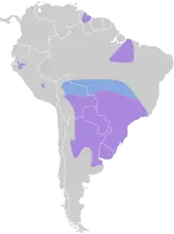 Distribución geográfica del soldadito crestirrojo.