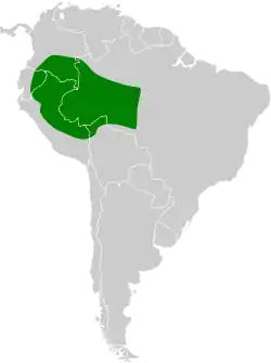Distribución geográfica del cotinga mayna.