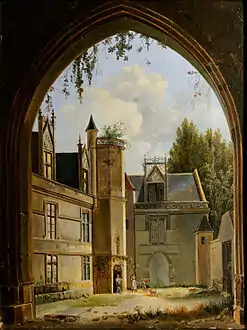 Henri Édouard Truchot, Vista del patio interior del Hôtel de Cluny, hacia 1819-1822 .