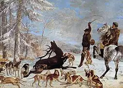 Gustave Courbet (1819-1877), L'Hallali du cerf, 1867, óleo sobre tela, 355 × 505 cm.