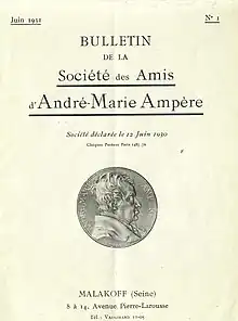 Numéro 1 del Boletín de la Sociedad de los Amigos deAndré-Marie Ampère (Juin 1931)