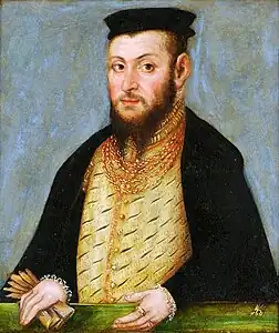 Segismundo II Augusto Jagellón, Rey de Polonia y Duque de Lituania, por Lucas Cranach el Joven.