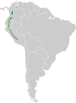 Distribución geográfica de la tangara crestirrufa.