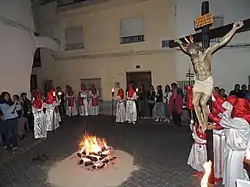 Cristo de la Fraternidad en su Vía Crucis el Martes Santo por la noche