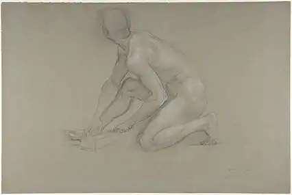 Figura desnuda masculina acuclillada, en el Museo Metropolitano de Arte, 1864–74.