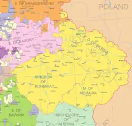 Mapa de fronteras políticas en Europa Central a principios del siglo XVIII