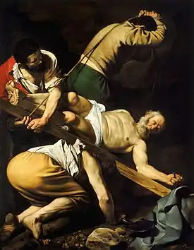 Crucifixión de San Pedro (1601), de Caravaggio, Santa María del Popolo, Roma.