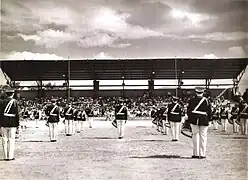 Terreno de juegos deportivos del colegio San Ignacio en 1951, previo a la construcción del Complejo.