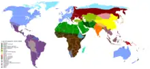 Un mapa del mundo que ilustra las áreas culturales.