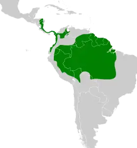 Distribución geográfica del batará lineado.