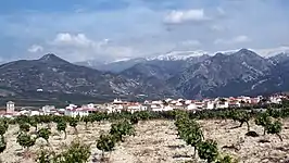 Vista de Dílar, con Sierra Nevada al fondo