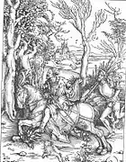 El caballero y el lansquenete, grabado de Alberto Durero (ca. 1500)
