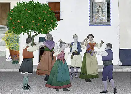 Danza tradicional. Ilustración del fondo del Museo.