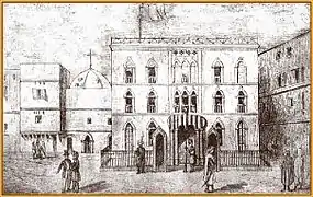 La mezquita de Ketchaoua (c. 1844) sin la extensión —la nave central, las dos torres y el portal— que se añadió a finales del siglo xix.