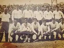 Nicolás Marín a inicio de los sesentas con el goleador Roy Sáenz y el arquero Juan Gutiérrez