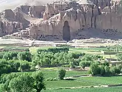 Ladera que contenía los Budas de Bamiyan (Afganistán, hacia el siglo V), destruidos por los talibanes en 2005.