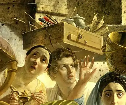 Detalle en El último día de Pompeya del "autorretrato" del artista.