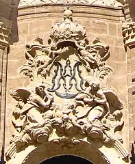 Emblema de la Virgen, con gloria de ángeles, de Ignacio Vergara