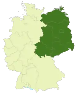 Map of Germany:Position of the Regionalliga Nordost highlighted