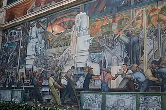 Parte del mural "Detroit Industry" de Diego Rivera en el Instituto de Artes de Detroit (1932-1933).