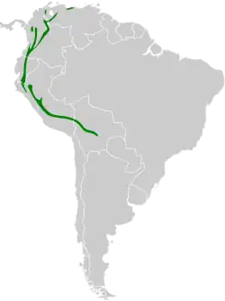 Distribución geográfica del pinchaflor enmascarado.